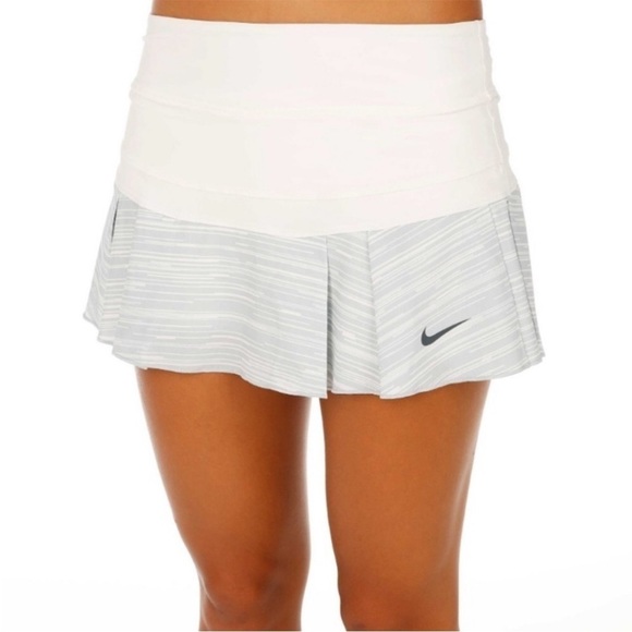 Nike Dri-Fit Victory pleated skort Tennis Skirt 🎾 Size Large White Gray - Picture 1 of 9